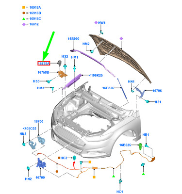 Tampon capota fata Ford Mondeo, 10.2014-03.2022; Fusion Usa, 04.2012-06.2016, montare fata, RapidAuto