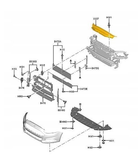 Ornament superior panou central, trager Ford Mondeo, 10.2014-03.2022; Fusion Usa, 04.2012-06.2016, montare fata, superior, RapidAuto