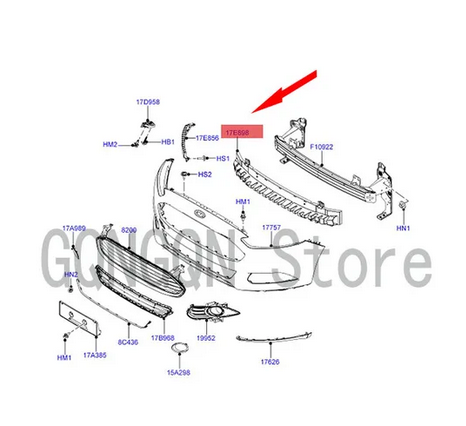 Suport bara protectie, spoiler Ford Mondeo, 10.2014-03.2022, montare fata, centrala, RapidAuto