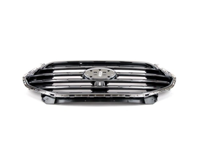 Grila radiator Ford Edge, 05.2019-, montare fata, 5 mulaje cromate, cu rama crom; Cu gaura pentru camera, RapidAuto