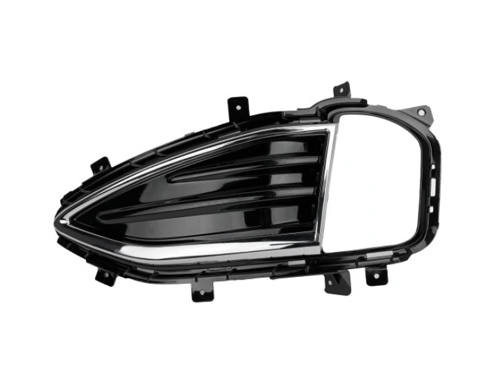 Grila bara protectie, spoiler Ford Edge, 05.2019-, montare fata, stanga, cu rama crom; vopsit; negru; cu gaura lampa de ceata, RapidAuto