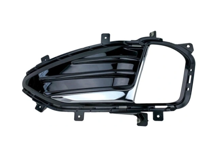 Grila bara protectie, spoiler Ford Edge, 05.2019-, montare fata, stanga, cu laminat cromate; vopsit; negru; cu gaura lampa de ceata, RapidAuto