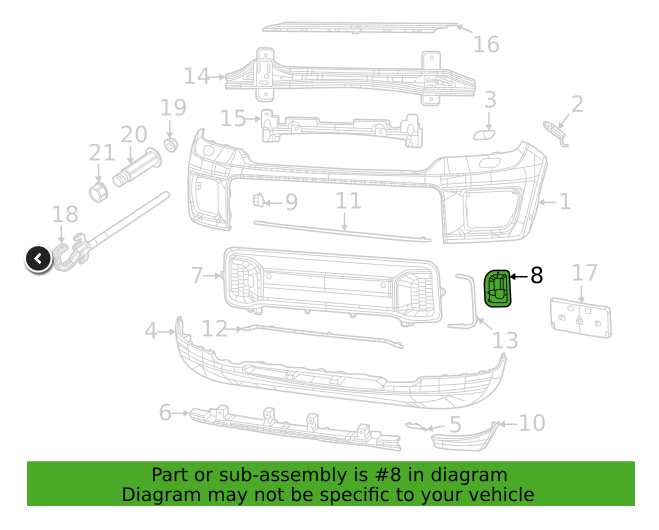 Grila bara protectie, spoiler Jeep Grand Cherokee (Wl), 2021-, montare fata, stanga, cu gaura pentru bara remorcare; negru, RapidAuto