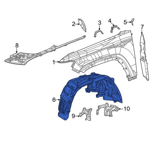 Carenaj roata Jeep Grand Cherokee (Wl), 2021-, model: typ 2, montare fata, stanga, (PE), RapidAuto