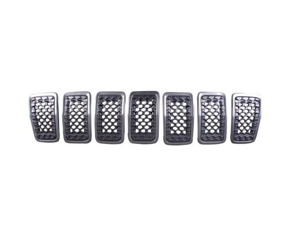 Grila radiator Jeep Cherokee, 09.2018-, montare fata, cu rame gri lucioase; negru, RapidAuto