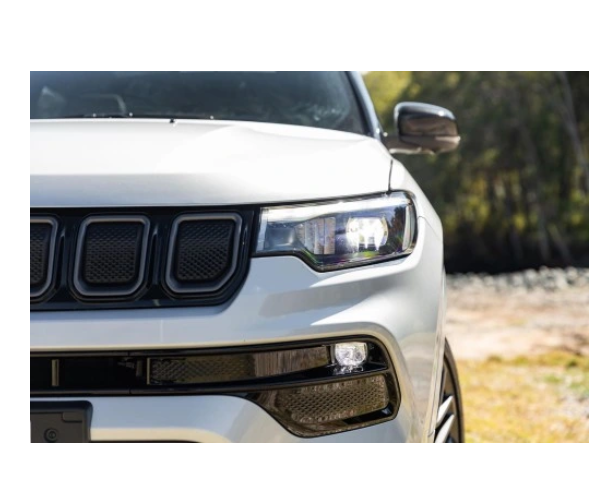 Grila bara protectie, spoiler Jeep Compass, 04.2021-, montare fata, stanga, negru; cu gaura lampa de ceata, RapidAuto