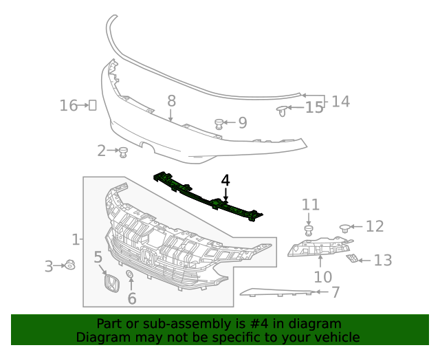 Suport Honda Civic, 06.2021-, model: Hatchback, montare fata, tabla; superior, RapidAuto