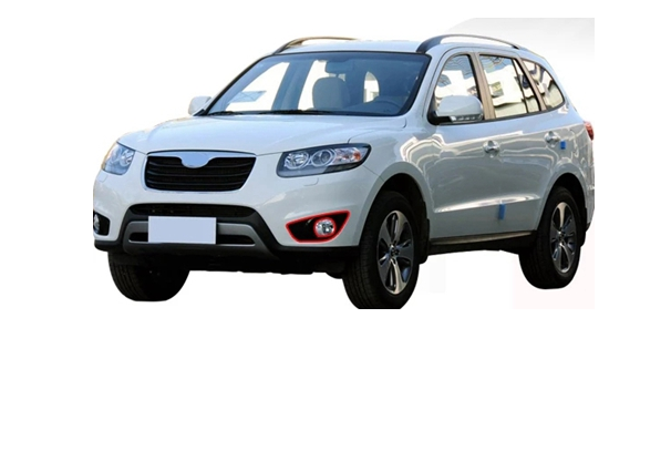 Grila bara protectie, spoiler Hyundai Santa Fe (Cm), 06.2009-08.2012, montare fata, stanga, negru, textura; cu gaura lampa de ceata, RapidAuto