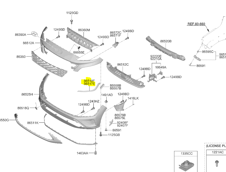 Ornament far Hyundai Kona, 08.2020-08.2023, montare fata, stanga, argintiu, RapidAuto