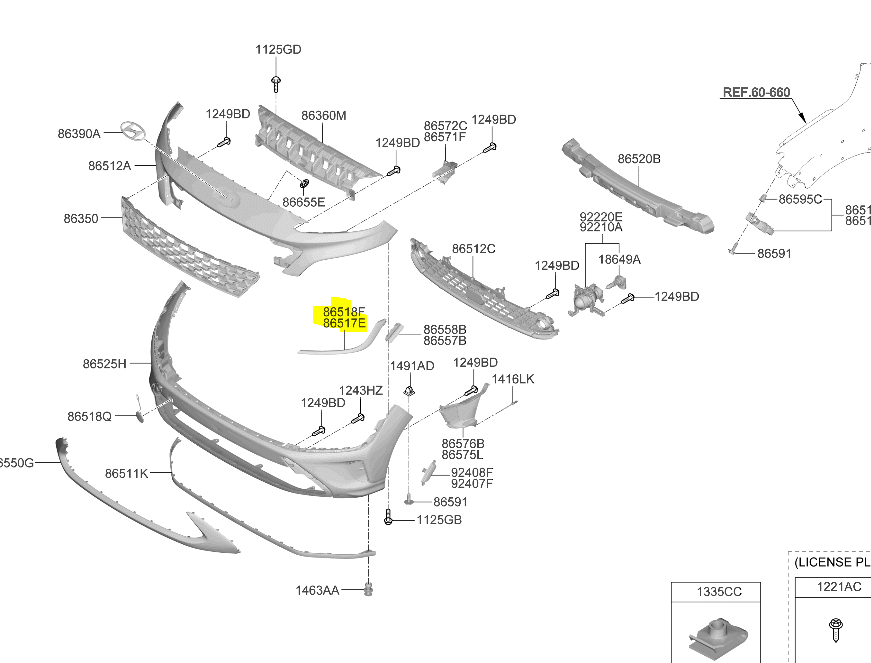 Ornament far Hyundai Kona, 08.2020-08.2023, montare fata, dreapta, argintiu, RapidAuto