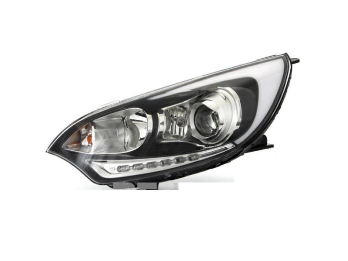 Far Kia Rio (Ub), 09.2011-12.2016, montare fata, stanga, cu lumini de zi tip LED; H1+H7+LED; electric; halogen, OEM/OES