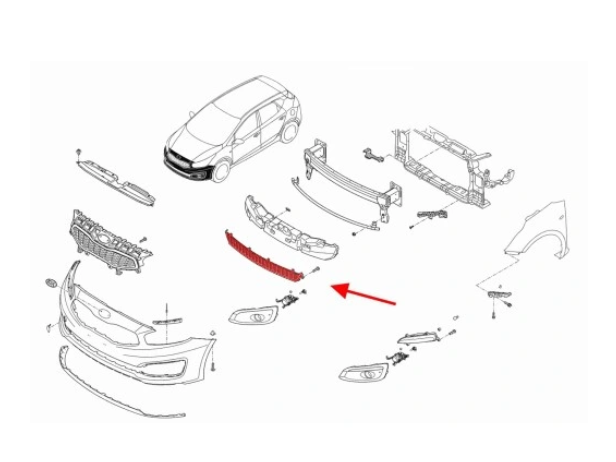 Grila bara protectie, spoiler Kia Cee'd (Eu), 2015-12.2018, montare fata, centrala, RapidAuto