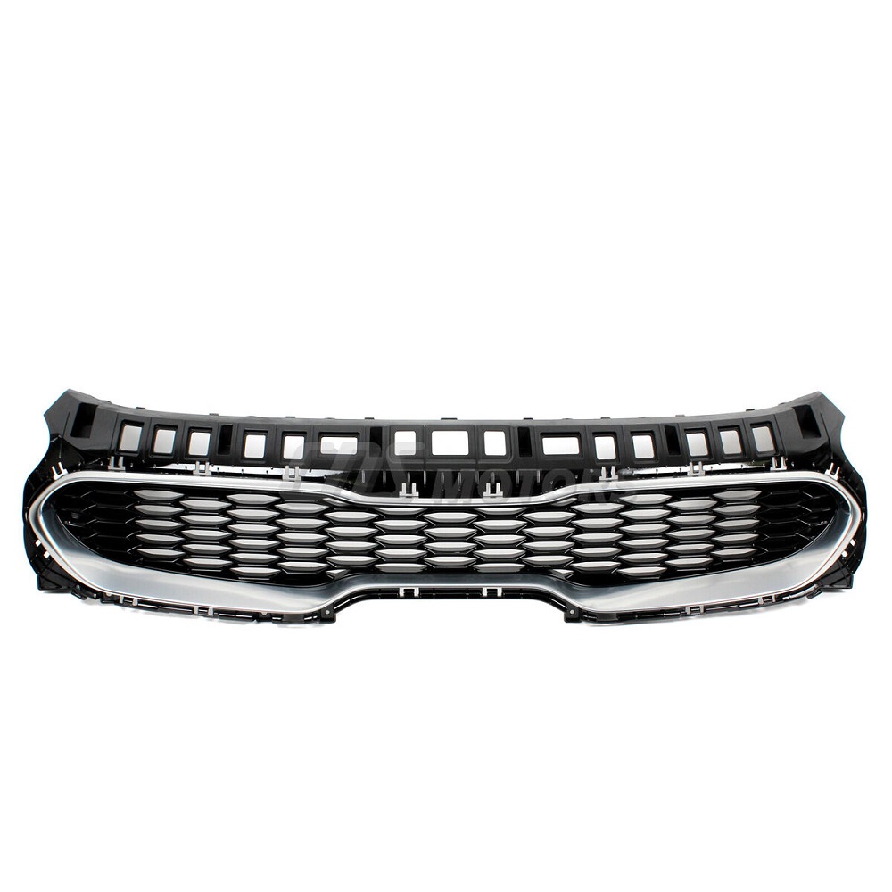 Grila radiator Kia Stinger, 10.2017-, montare fata, cu rama crom; Negru lucios, RapidAuto