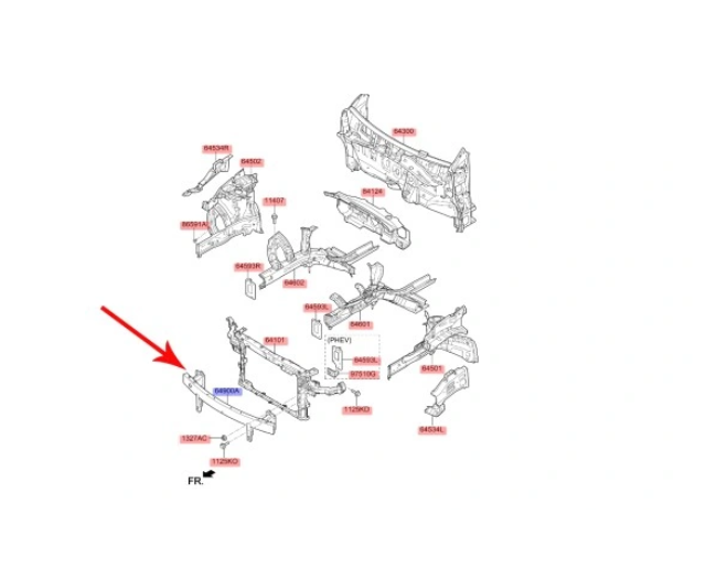Armatura bara fata Kia Niro, 07.2016-, aluminiu+metal, RapidAuto