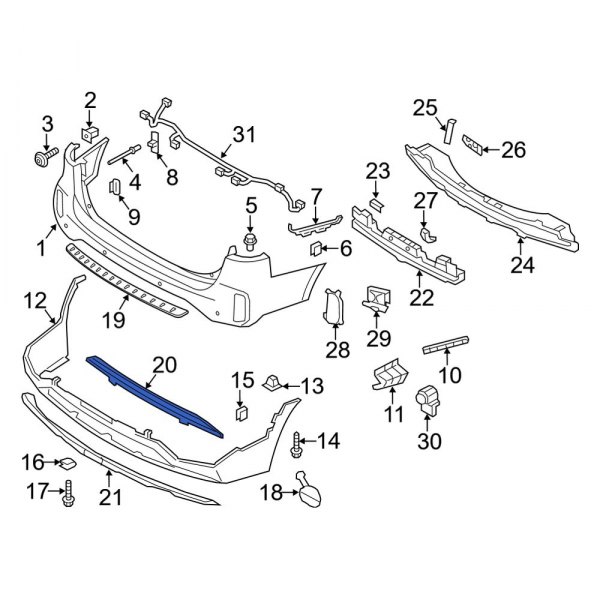 Ornament bara protectie, spoiler Kia Sorento (Xm), 10.2012-12.2014, montare spate, negru, RapidAuto