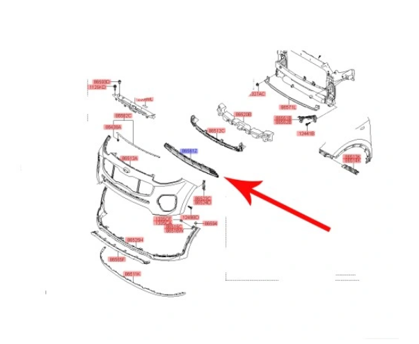 Grila bara protectie, spoiler Kia Sportage (Ql), 09.2015-12.2021, montare fata, centrala, inferior, OEM/OES