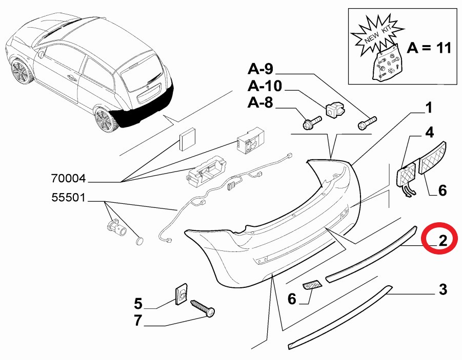 Ornament bara protectie, spoiler Lancia Ypsilon (843), 10.2006-06.2011, montare spate, cromat, RapidAuto