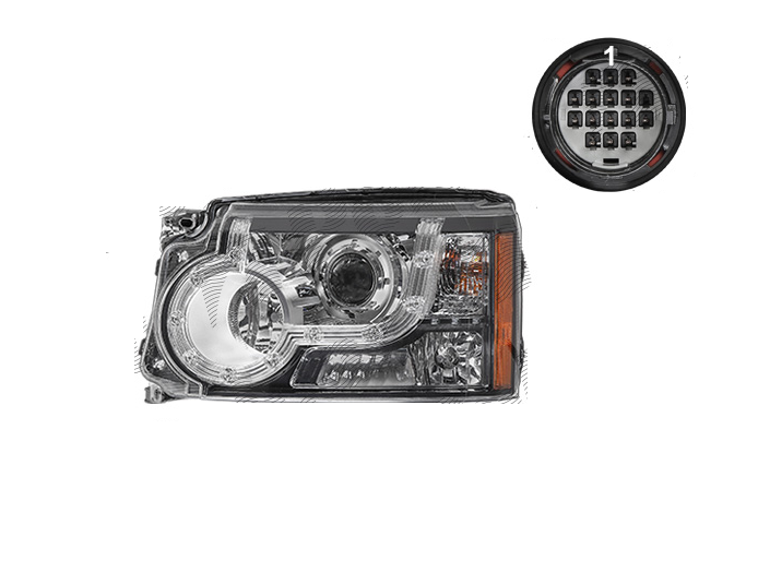 Far Land Rover Discovery/Lr4 (Taa), 03.2009-12.2016, montare fata, stanga, D3S+H7+H8+W3W; electric; cu bec xenon; cu balast; cu motor; cu becuri; xenon; cu lumina viraje, VALEO