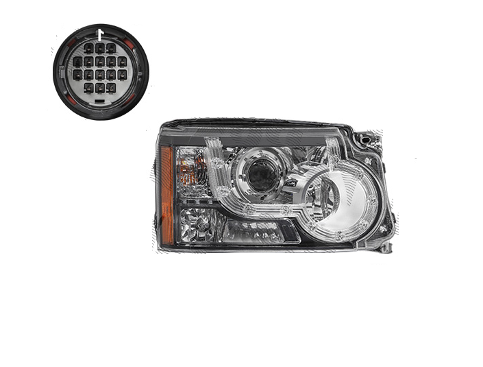 Far Land Rover Discovery/Lr4 (Taa), 03.2009-12.2016, montare fata, dreapta, D3S+H7+H8+W3W; electric; cu bec xenon; cu balast; cu motor; cu becuri; xenon; cu lumina viraje, VALEO