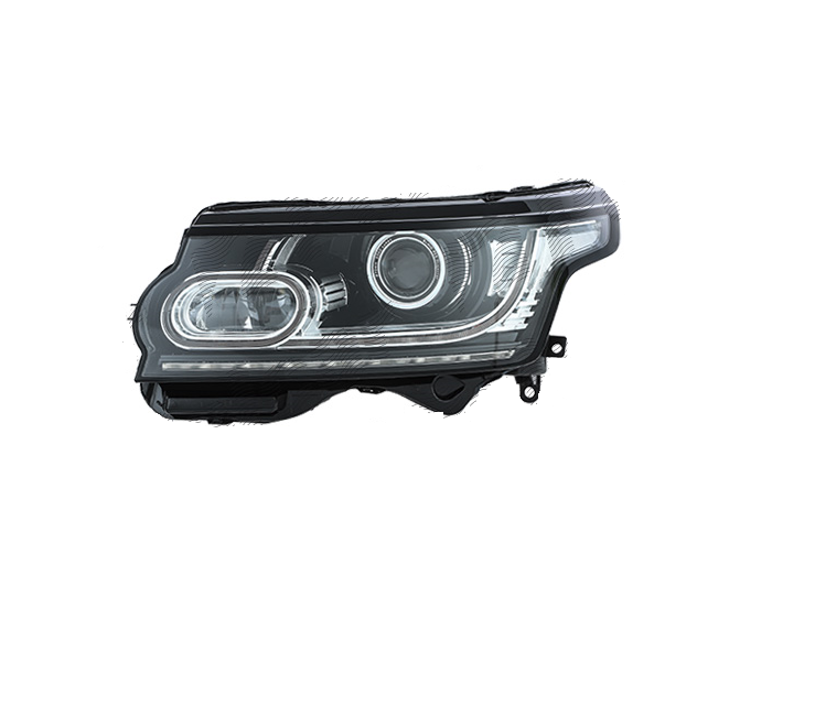 Far Land Rover Range Rover (L405), 11.2012-12.2017, montare fata, stanga, asistenta faza lunga; cu lumina de zi; D3S; electric; negru; fara motor; cu balast; xenon; cu lumina viraje; fara marcaj &quot;Range Rover&quot;, VALEO