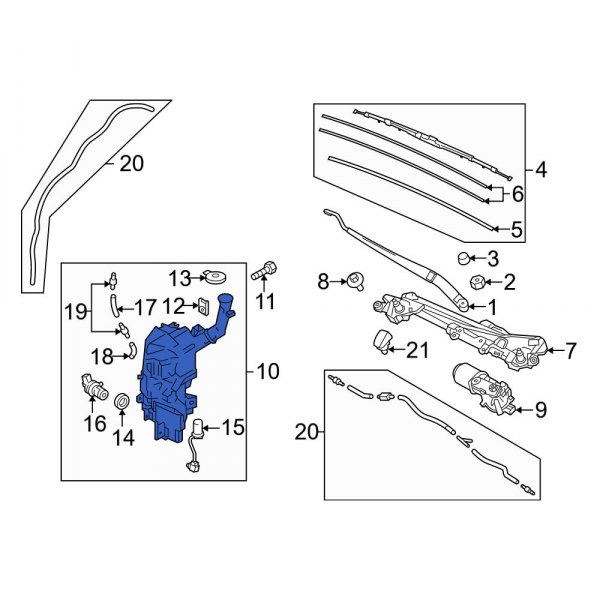 Rezervor spalator parbriz Mazda 3 (Bl), 07.2009-09.2013, Mazda 5 (Cr19), 05.2010-12.2018, Cu senzor nivel lichid,Cu capac,cu pompa de spalare dubla, RapidAuto