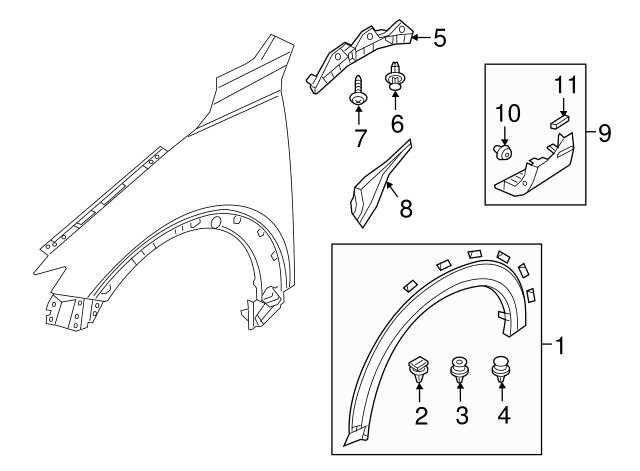 Ornament pasaj roata Mazda Cx-3 (Dk), 01.2015-, montare fata, stanga, cu capse; negru, textura; aripa fata, RapidAuto
