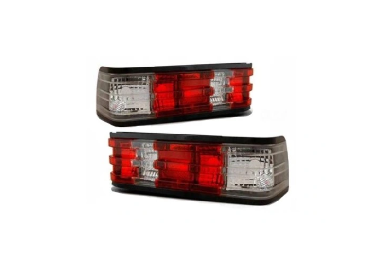 Stop spate, lampa Mercedes 190 (W201), 10.1982-08.1993, model tuning, montare spate, stanga+dreapta, rosu-alb, transparent; fara soclu bec; tuning; Taiwan