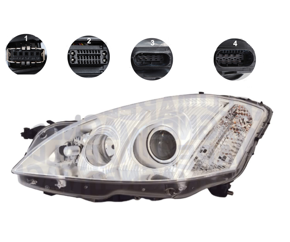 Far Mercedes Clasa S (W221) 09.2005-06.2009, montare fata, stanga, sistem infrarosu; D1S+H11+H7; electric; fara ballast; cu bec xenon; cu motor; xenon; cu lumina viraje, MAGNETI MARELLI