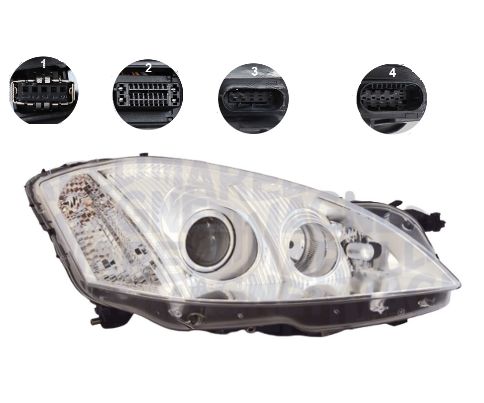 Far Mercedes Clasa S (W221) 09.2005-06.2009, montare fata, dreapta, sistem infrarosu; D1S+H11+H7; electric; fara ballast; cu bec xenon; cu motor; xenon; cu lumina viraje, MAGNETI MARELLI
