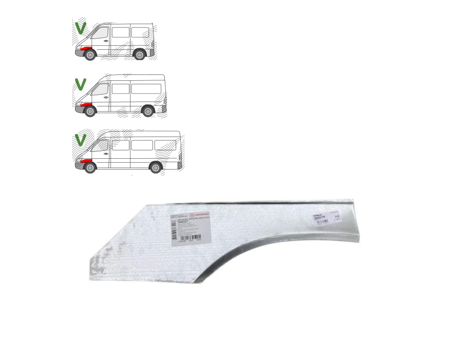Segment reparatie aripa fata Mercedes Sprinter 208-414, 01.1995-03.2000, montare fata, stanga, mic; fata, KLOKKERHOLM