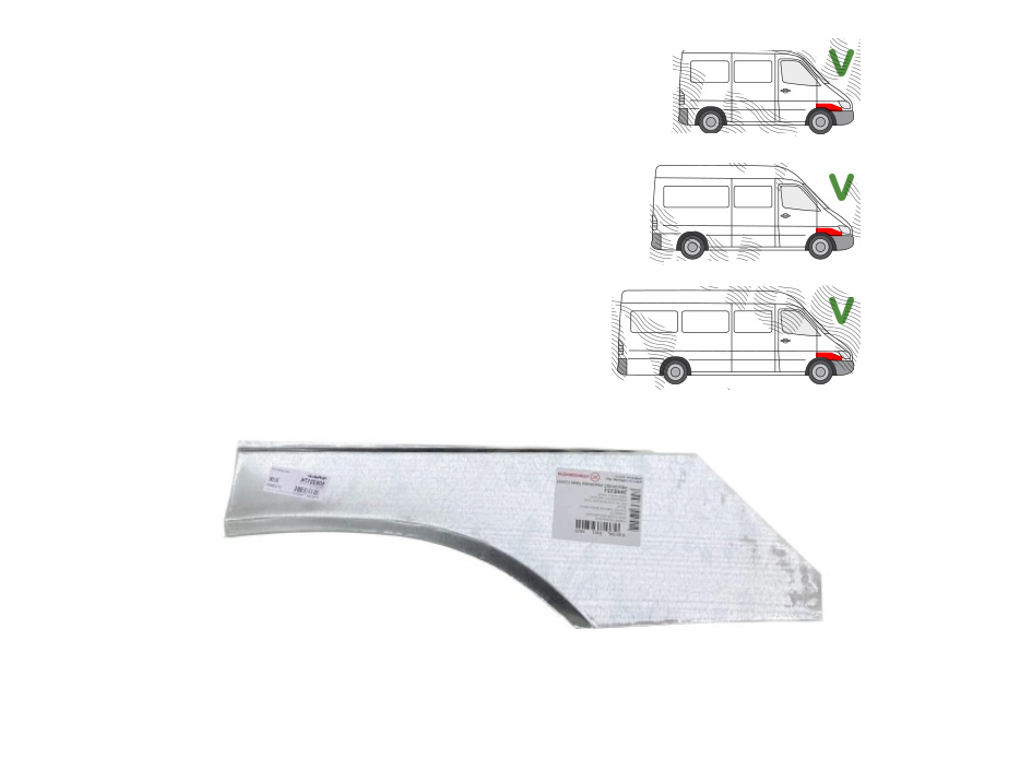 Segment reparatie aripa fata Mercedes Sprinter 208-414, 01.1995-03.2000, montare fata, dreapta, mic; fata, KLOKKERHOLM