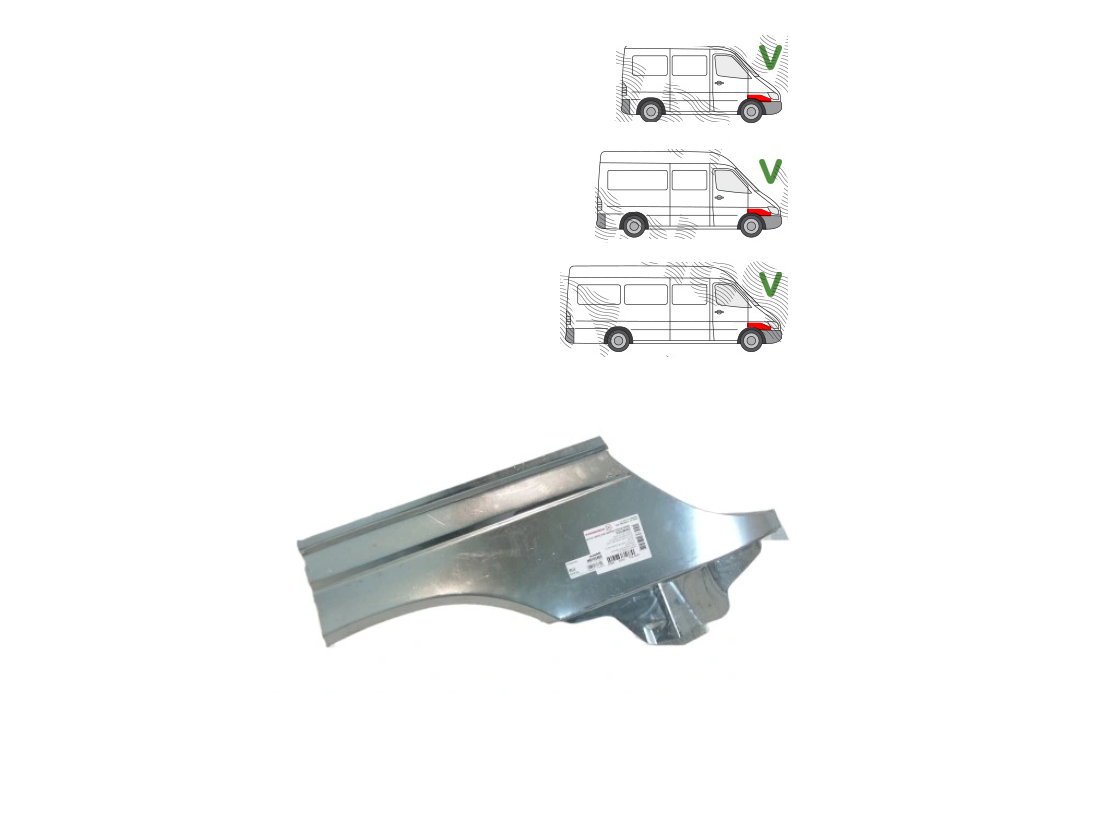 Segment reparatie aripa fata Mercedes Sprinter 208-414, 01.1995-03.2000, montare fata, dreapta, mare; fata, KLOKKERHOLM