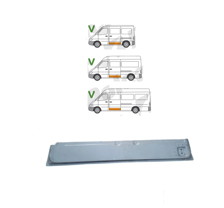 Element reparatie usa Volkswagen Lt Ii, 05.1996-12.2005; Mercedes Sprinter, 01.1995-2007, montare stanga, inferior; usa glisanta; adanc; inaltime 185 mm, RapidAuto