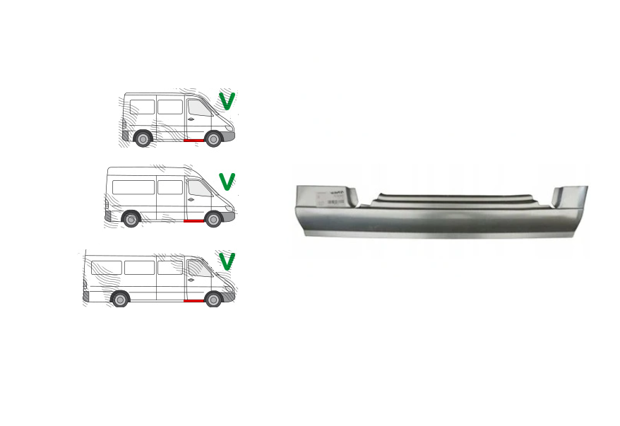 Prag Volkswagen Lt Ii, 05.1996-12.2005; Mercedes Sprinter 1995-2007; Sprinter/Classic 208-416, 01.2003-, montare fata, dreapta, galvanizat, RapidAuto