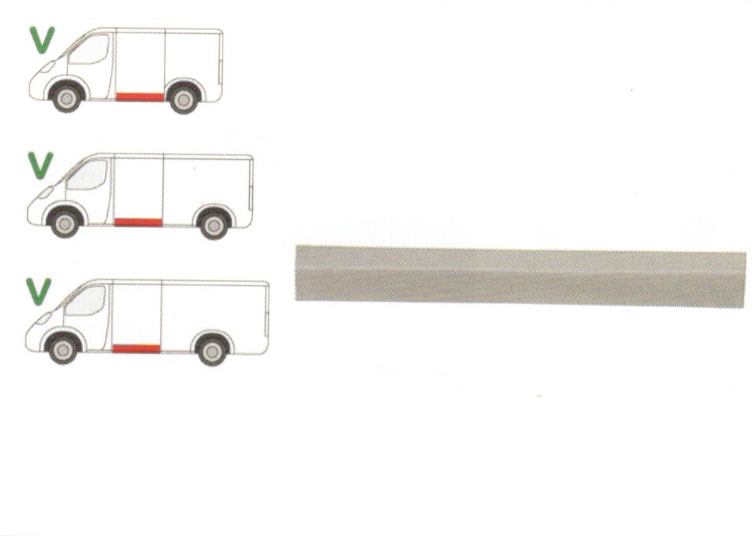 Panou reparatie lateral Volkswagen Lt Ii, 05.1996-12.2005; Mercedes Sprinter, 01.1995-2007, montare stanga, tabla, otel 1,00 mm, galvanizat; segment latime; lungime 1200, inaltime 150 mm, RapidAuto