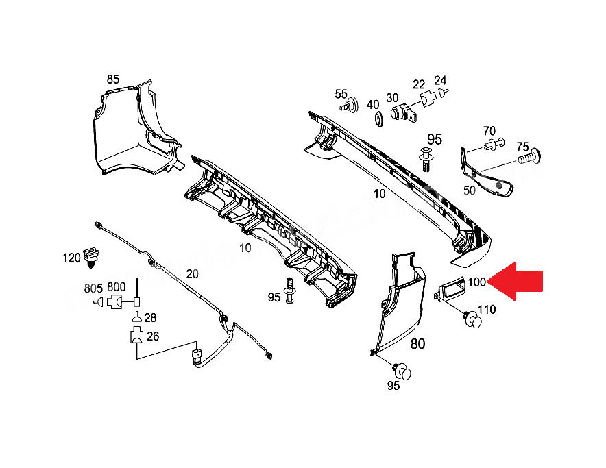 Ornament bara protectie, spoiler Mercedes Sprinter 209-524, 07.2006-10.2013, montare spate, dreapta, negru, RapidAuto