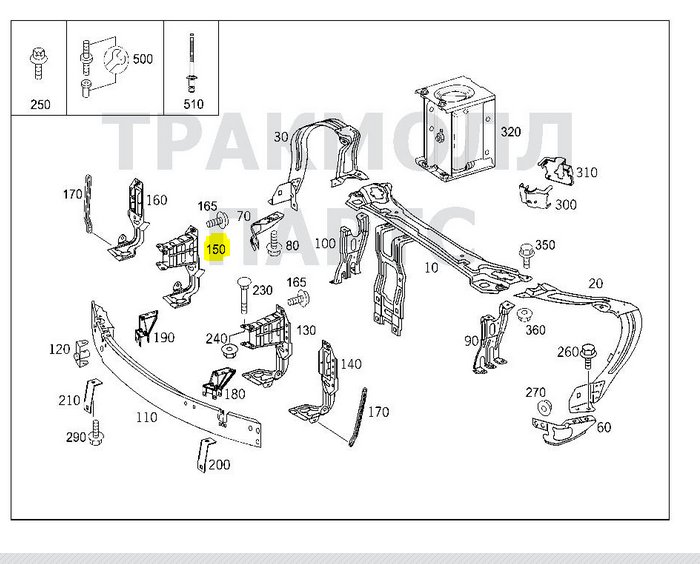 Suport bara protectie, spoiler Mercedes Clasa Clk (C209) 06.2002-03.2010, montare fata, dreapta, RapidAuto