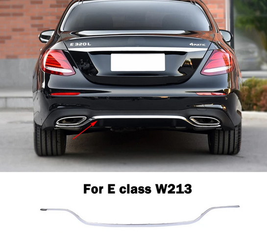Ornament bara protectie, spoiler Mercedes Clasa E (W213), 03.2016-2024, montare spate, cromat, RapidAuto