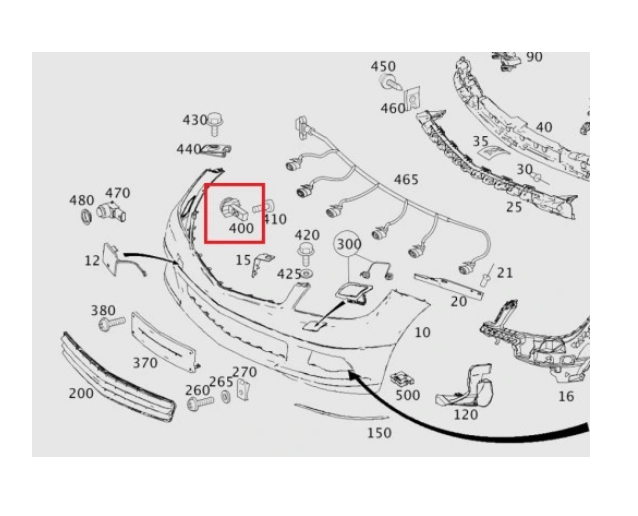 Suport bara protectie, spoiler Mercedes Clasa Cls (C218), 01.2011-04.2018, montare fata, stanga=dreapta, OE
