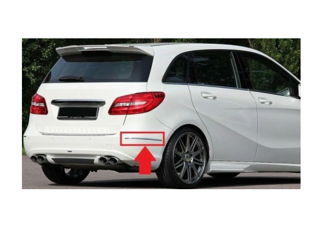 Ornament bara protectie, spoiler Mercedes Clasa B (W246), 09.2011-10.2014, montare spate, stanga, cromat, RapidAuto