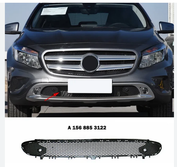 Grila bara protectie, spoiler Mercedes Clasa Gla (X156), 12.2013-08.2020, montare fata, cu gauri pentru senzori de asistenta la parcarea, RapidAuto
