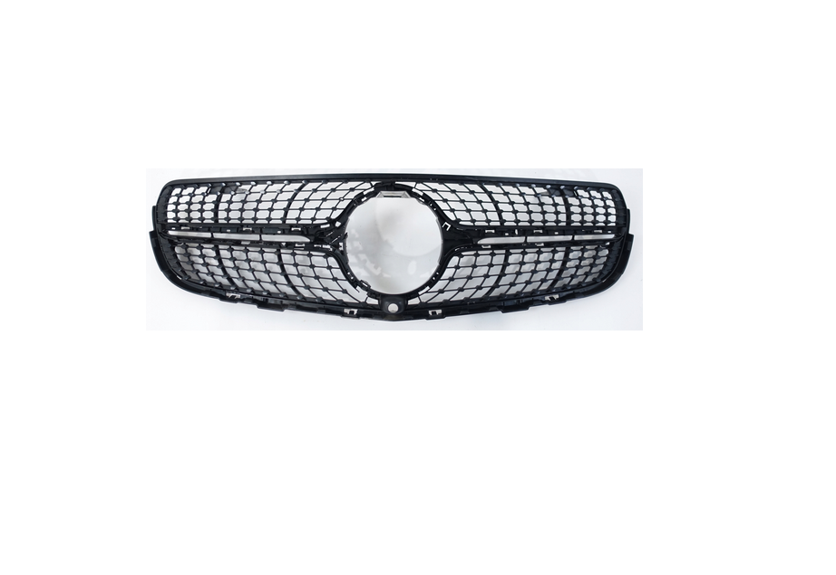 Grila radiator Mercedes Clasa Glc (X253), 11.2015-06.2019, model: AMG, montare fata, Cu gaura pentru camera; negru/cromat, RapidAuto
