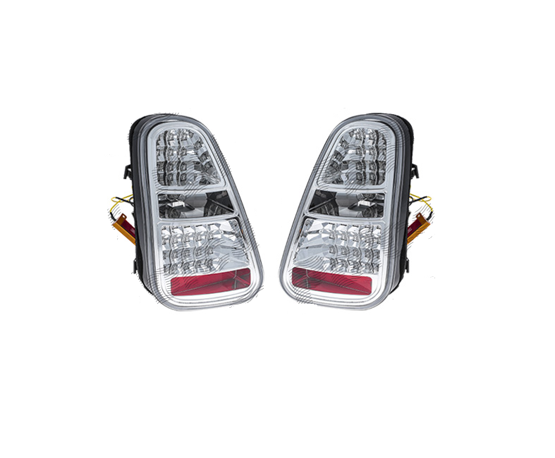 Stop spate, lampa Mini One/Cooper/Cabrio (R50/R52/R53), 07.2004-07.2007, model tuning, montare spate, stanga+dreapta, cu indicator led; LED+W16W; cromat, transparent; cu soclu bec; tuning; Taiwan