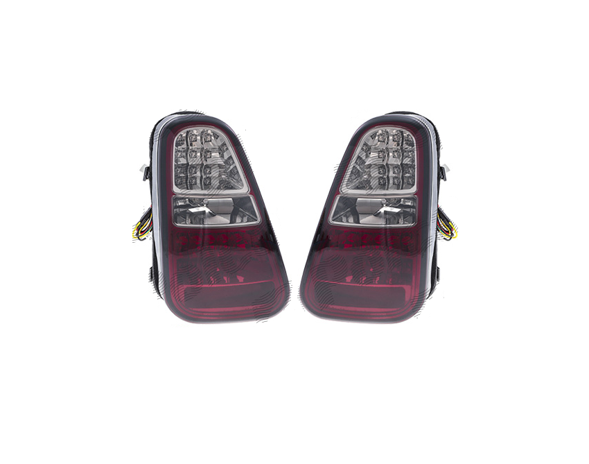 Stop spate, lampa Mini One/Cooper/Cabrio (R50/R52/R53), 07.2004-07.2007, model tuning, montare spate, stanga+dreapta, cu indicator led; LED+W16W; rosu, fumuriu, transparent; tuning; Taiwan