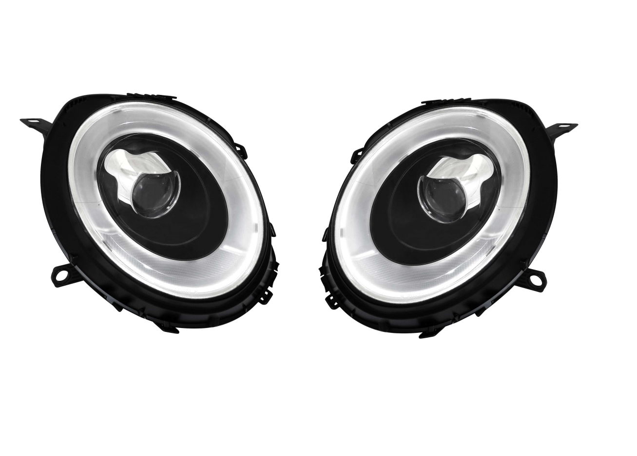 Far Mini One/Cooper (R56/57/58/59), 07.2007-, model: Cooper, One, tuning, montare stanga+dreapta, cu indicator led; cu lumina de parcare LED; H9+LED; manual; cromat, negru, transparent; tuning; Taiwan