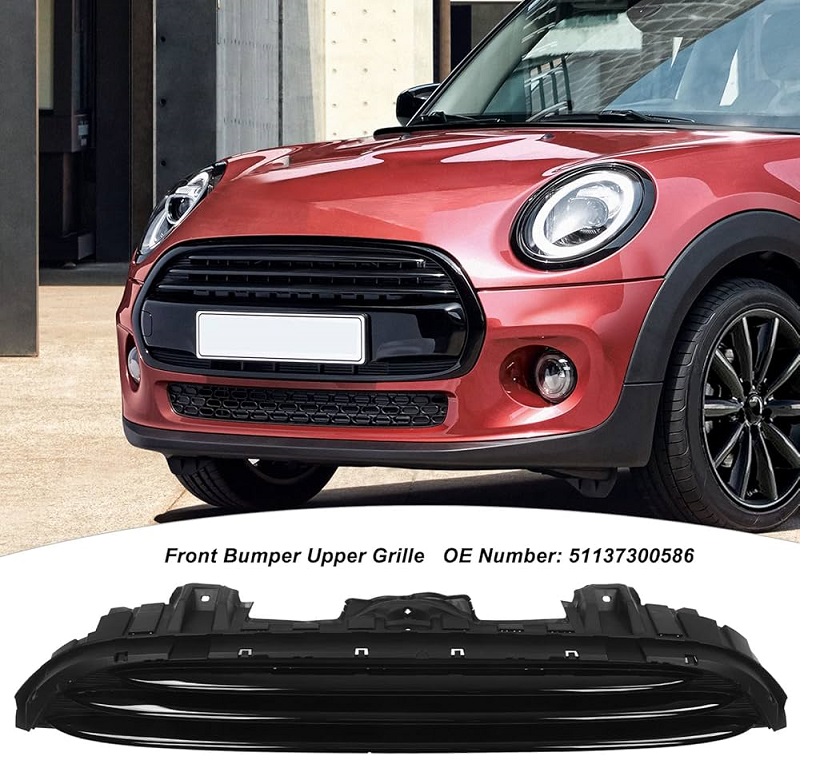 Grila bara protectie, spoiler Mini Hatch/Clubman (F54/F55/F56/F57), 02.2014-, montare fata, laminat cu negru; negru, RapidAuto