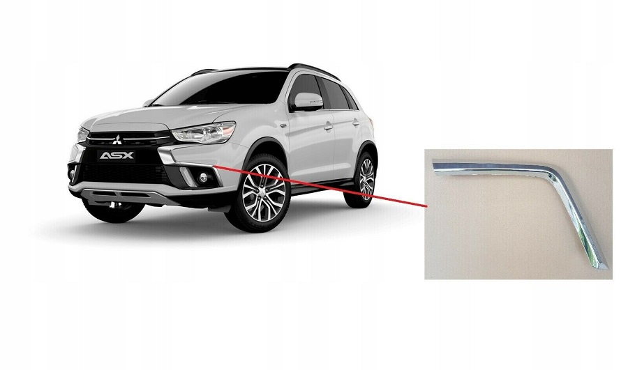 Ornament bara protectie, spoiler Mitsubishi Asx (Ga), 2016-2019, montare fata, stanga, cromat; inferior, RapidAuto