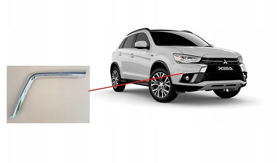 Ornament bara protectie, spoiler Mitsubishi Asx (Ga), 2016-2019, montare fata, dreapta, cromat; inferior, RapidAuto