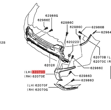 Ornament bara protectie, spoiler Mitsubishi Outlander (Gg/Gf), 05.2015-, montare fata, stanga, cromat; superior, RapidAuto