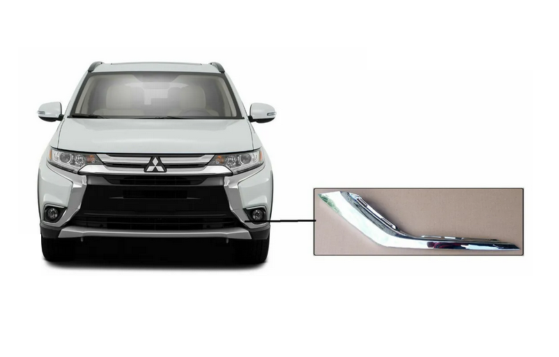 Ornament bara protectie, spoiler Mitsubishi Outlander (Gg/Gf), 05.2015-, montare fata, stanga, cromat; inferior, RapidAuto